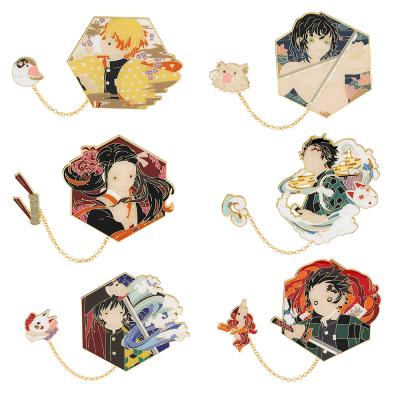 China Everyday Life Styles Demon Slayer Kimetsu 6 No Lapel Pin For Anime Fans Gifts Yaiba Cosplay Badge Anime Brooch Backpack for sale