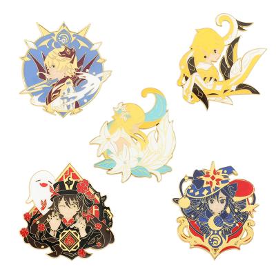 China Genshin Impact Accessories Classic Tartaglia Traveler Figure Enamel Anime Brooch Pin for sale