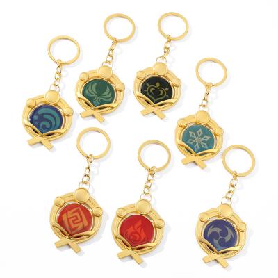 China New Cartoon Design Game Genshin Effect Double Sided Eye Of God 7 Element Key Chain For Women Men Key Accessory for sale