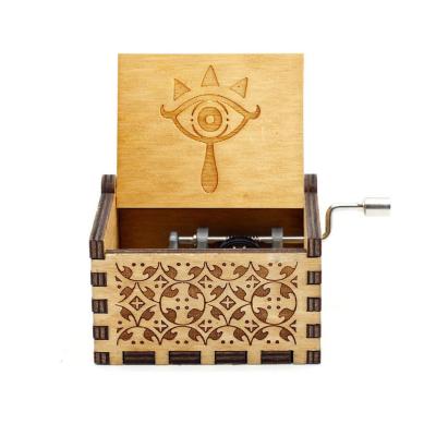 China Make the Music The Legend of Zelda 18 Note Winding Music Box Cogs Mechanism Engraved Wooden Music Box for sale