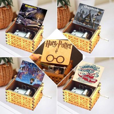 China Make Harry Hand Crank Musical Box Music Box Cut Out Wooden for sale