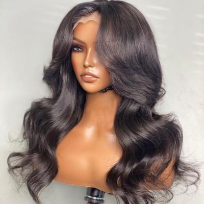 China Body Wave 100% Virgin Human Hair Lace Front Wig HD Brazilian Transparent Swiss Body Wave Curly Lace Front Wigs For Black Women for sale