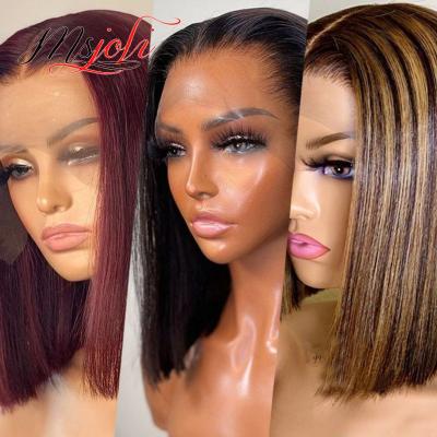 China ALL TEXTURE Pre Plucked Straight Ombre Brown Highlight Color Bob Wig 99J Virgin Cuticle Aligned Lace Front Hair Wigs for sale