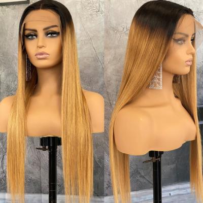 China Straight Ombre Brown 1b27 Lace Part Hair Wigs With 13x4 Baby Hair Hair Colored Remy Lace Wigs For Women for sale