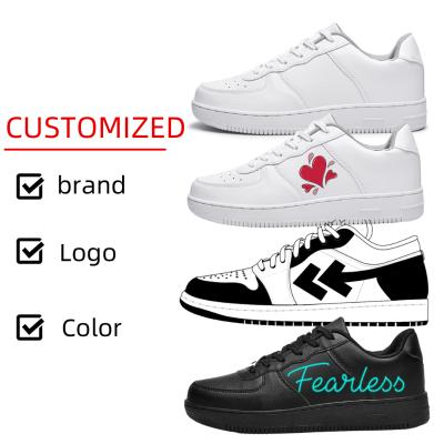 China Fashion trend customize shoes China shoe factory supply low moq 1 custom shoes AF1 classic customized ip writing white sneaker and black for sale