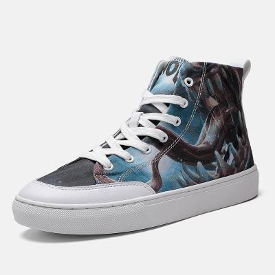 China Fashion Trend Designer Style Unisex Student Boy and Girl's Canvas Sneakers Shoes Lace Up Customize Animation Printing Comic Walking Shoes for sale