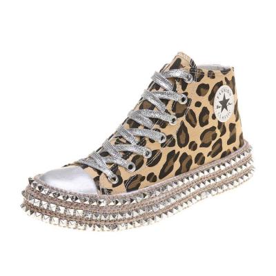 China Curvy Women Vulcanized Shoes Fashion Nice Casual Shoes New Pattern Zapatillas Shimmering Stones Design Tiger Print Flat Sneakers for sale