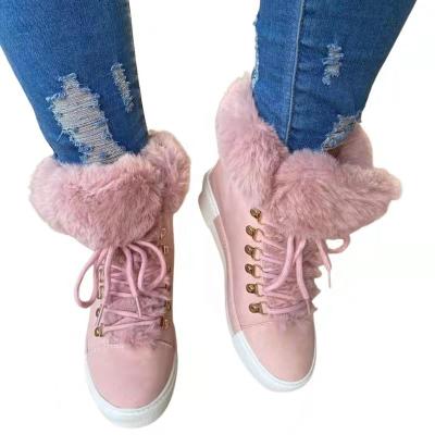 China Other Women Sports Casual Shoes Vulcanized Shoes Lace Up Ladies Platform Comfort Flats Winter Minun Plush Wedge Tennis Sneakers for sale