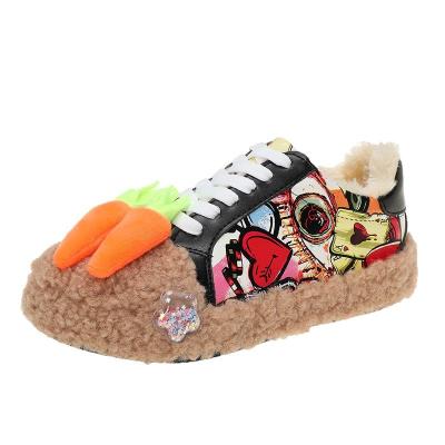 China CUSHIONING China supplier winter student fashion sense of design creativity shoes for women new styles plush carrots board shoes for sale