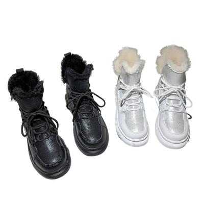 China China high quality durable thick-soled lace-up shoes winter ankle warm shoes bling pelipper plush bling outdoor snow boots for sale