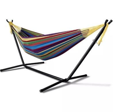 China Outdoor Adjustable Steel Hammock Stand with Foldable Double Hammock and Cotton Canvas for sale