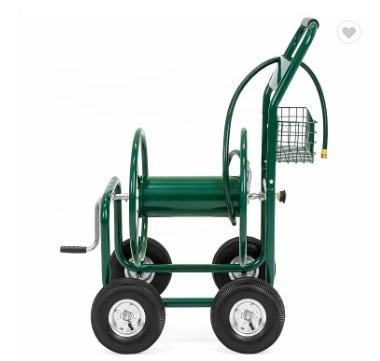 China Customized Stainless Steel Four Wheels Garden Hose Reel Cart for Long Range Irrigation for sale