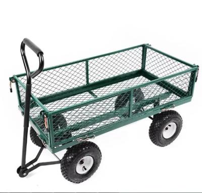 China Effortless Garden Transport with 500LBS Capacity Steel Mesh Deck Flower Trolley for sale