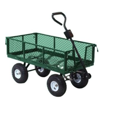 China 17KGS Weight Capacity Metal Garden Wagon Cart Trolley with 4 Wheels and Mesh Structure for sale