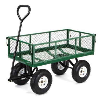 China Portable Heavy Duty Steel Mesh Garden Cart Tool Wagon with Foldable Mesh Structure for sale