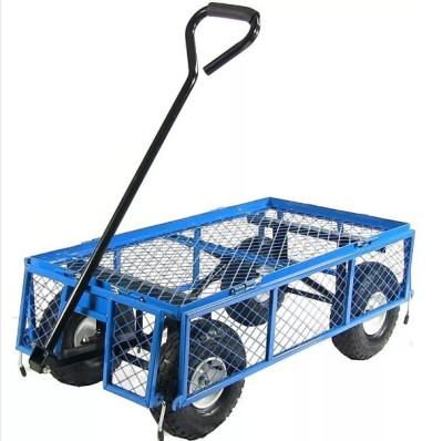 China Mesh Structure Heavy Duty Garden Cart with Removable Sides and Durable Rubber Tires for sale