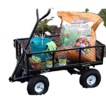 China Steel And Wood Tool Garden Utility Cart Customizable with Mesh Platform for sale