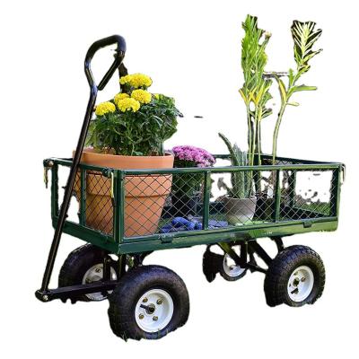 China Moving Mesh Steel Iron Garden Wagon Cart Acid Resistance Outdoor Folding Cart for sale