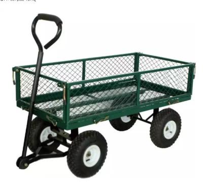 China Four-wheel Balloon Wheel Portable Heavy Duty Steel Mesh Tool Cart for Garden Farm and Beach for sale