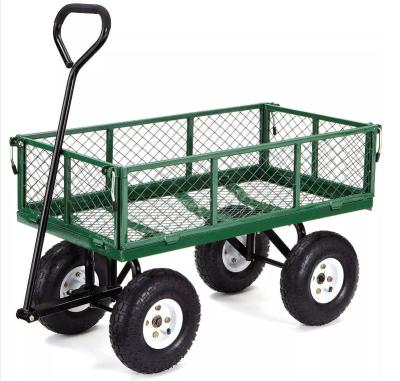 China Durable Mesh Foldable Steel Garden Cart Wagon For Garden 86*46*85 for sale