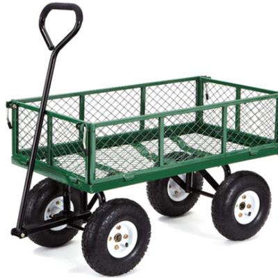 China Portable Heavy Duty Klappstahl Outdoor Beach Mesh Wagon Gartenwerkzeugwagen für den Garten zu verkaufen