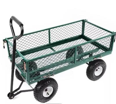 China Four-wheel Heavy Duty Steel Mesh Garden Trolley Cart for Yard and Garden Applications for sale