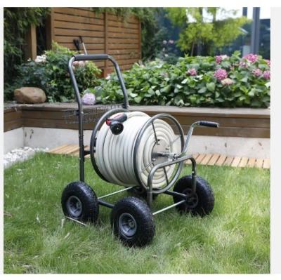 China Convenient Iron Garden Irrigation Hose Reel Cart with Two Wheels and Durable Material for sale