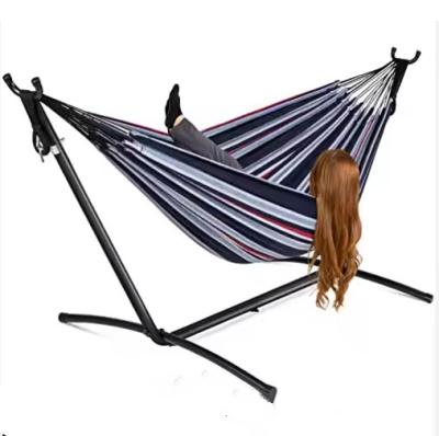 China Black Cotton Fabric Hammock Swing Chair Outdoor Portable Hammock Stand for sale