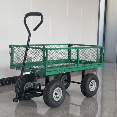 China Convenient Garden Wagon Cart with Pneumatic Wheels and Durable Steel Structure for sale