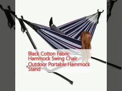 Black Cotton Fabric Hammock Swing Chair Outdoor Portable Hammock Stand