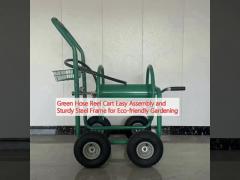 Green Hose Reel Cart Easy Assembly and Sturdy Steel Frame for Eco-friendly Gardening