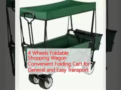 4 Wheels Foldable Shopping Wagon Convenient Folding Cart for General and Easy Transport