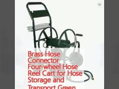 Brass Hose Connector Four-wheel Hose Reel Cart for Hose Storage and Transport Green