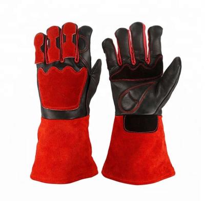 China Industrial Construction Work Goatskin Leather Argon Arc Welding Heat Resistant Gloves for sale