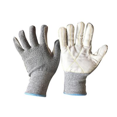 China Level 5 Anti-Cut Level 5 Slaughter Proof Anti-Cut Cow Grain Leather Cut Sweated Palm Work Gloves for sale