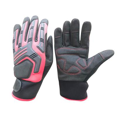 China Welding Red Thicken Impact Working Glove Sensational Safety Glove Construction Site Anti Shock Absorb Gloves for sale