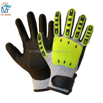 China Comfortable Mechanical Cut Durable Sandy Nitrile Coated Gloves for sale