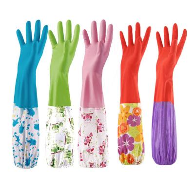 China Breathable PVC Material Extra Long Colorful Reusable Gloves Anti Slip For Washing Cleaning for sale