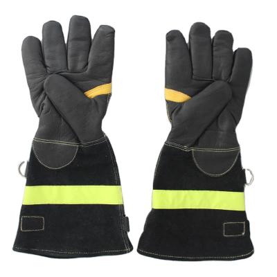 China Firefighting Reflective Black Extended Gloves Save Reflective Brand High Temperature Resistant Reinforced Gloves for sale