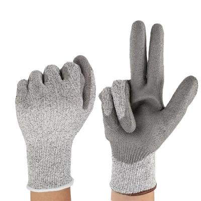 China Anti Skid 13G HPPE Gray Anti Cut PU Coated Safety Work Glove Protective Gloves Factory Hand Gloves for sale