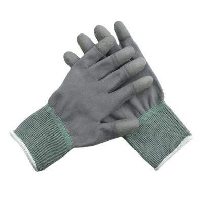 China Anti-Slip 13 Gauge Gray Nylon PU Coated Finger Lab Work Dustproof Gloves for sale