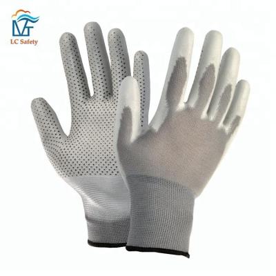 China ESD Anti Slip Non Slip PVC Dotted PU Coated Palm Gloves for sale