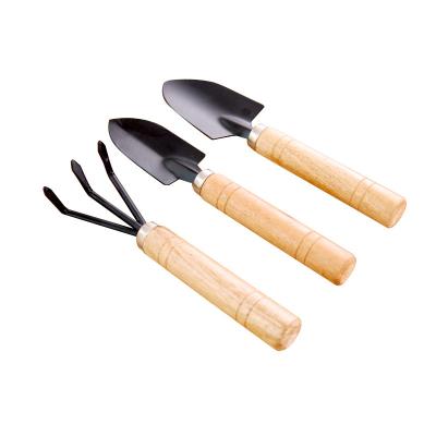 China Mulit-purpose/3pcs Mini Garden Shovel Rake Spade Erramientas Bonsai Tool Kit Lightweight Wooden Handle For Plant Potted Flowers for sale