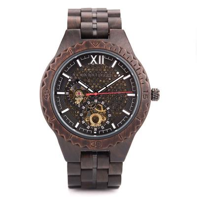 China Japanese Amazon Hot Selling Men's Business Waterproof Wooden Mechanical Full Automatic Luminous Watch for sale