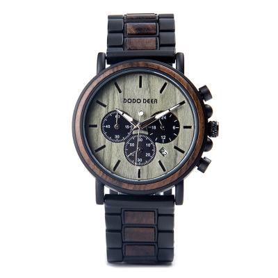 China Japanese Popular Wood3needle Manufacturer Day/Date Multifunctional Waterproof Watch For Men for sale