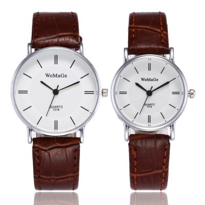 China Day/date popular men and women couple watch suit ultra-thin PU belt gift watch for sale