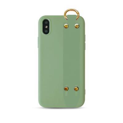 China Other Suitable For Phone 12 Pro Xs Max Protective Case Frosted Solid Color Wristband Cell Phone Case Wholesale for sale