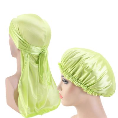 China Skin Friendly Hot Sale Women Style Designer New Durag And Bonnet Stain Silk Set for sale