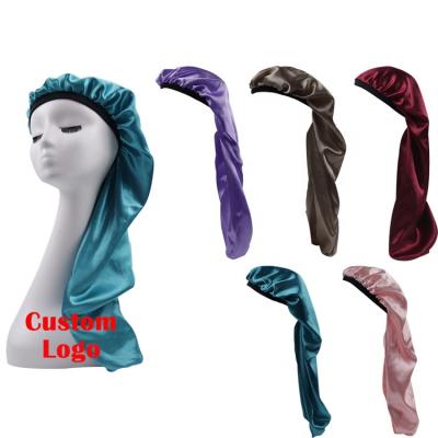 China Custom Designer Eco-Friendly Multi Elastic Logo Long Color Top Cowls And Satin Hair Wraps For Women for sale