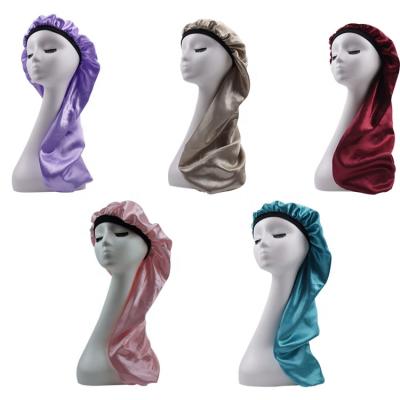 China Factory wholesale comfortable moq custom made sleeping hair bonnets stockings with logo designer satin hair wraps bonnets winter women for sale